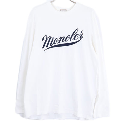 MONCLER White 22 Long Sleeve T-Shirt Logo Patch Long Sleeve Size L