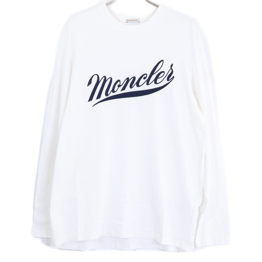 MONCLER White 22 Long Sleeve T-Shirt Logo Patch Long Sleeve Size L