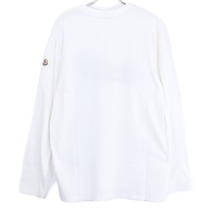 MONCLER White 22 Long Sleeve T-Shirt Logo Patch Long Sleeve Size L