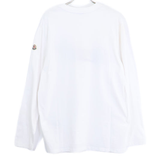 MONCLER White 22 Long Sleeve T-Shirt Logo Patch Long Sleeve Size L