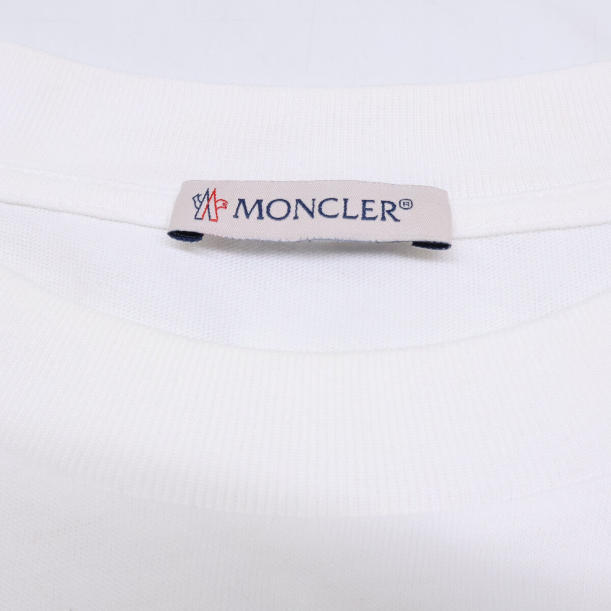 MONCLER White 22 Long Sleeve T-Shirt Logo Patch Long Sleeve Size L