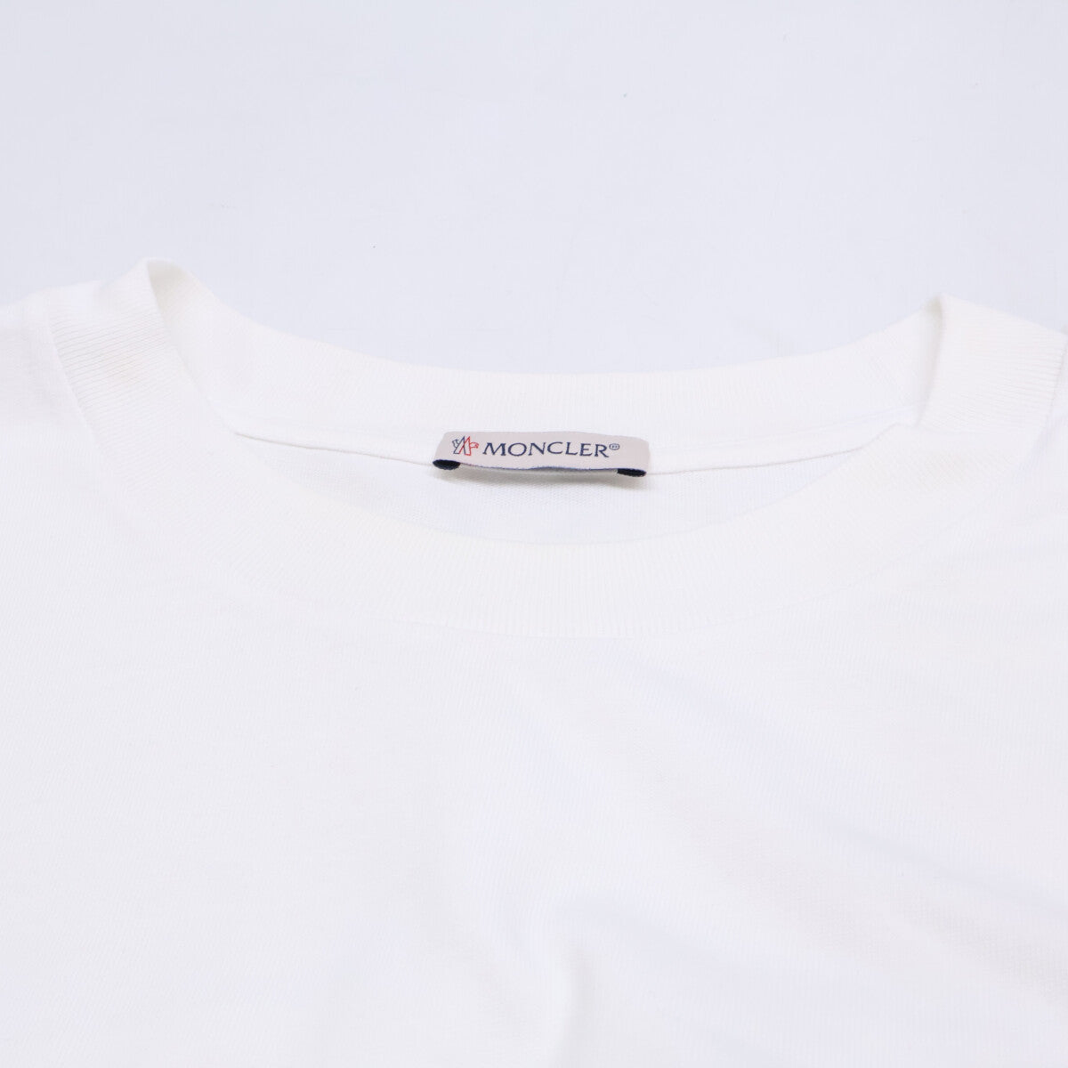 MONCLER White 22 Long Sleeve T-Shirt Logo Patch Long Sleeve Size L