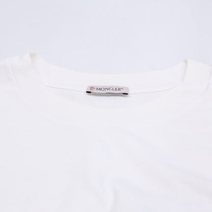 MONCLER White 22 Long Sleeve T-Shirt Logo Patch Long Sleeve Size L