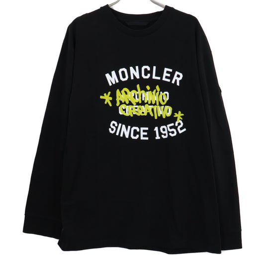 MONCLER Black 23 T-SHIRT Long Sleeve Logo Print Long Sleeve Size L