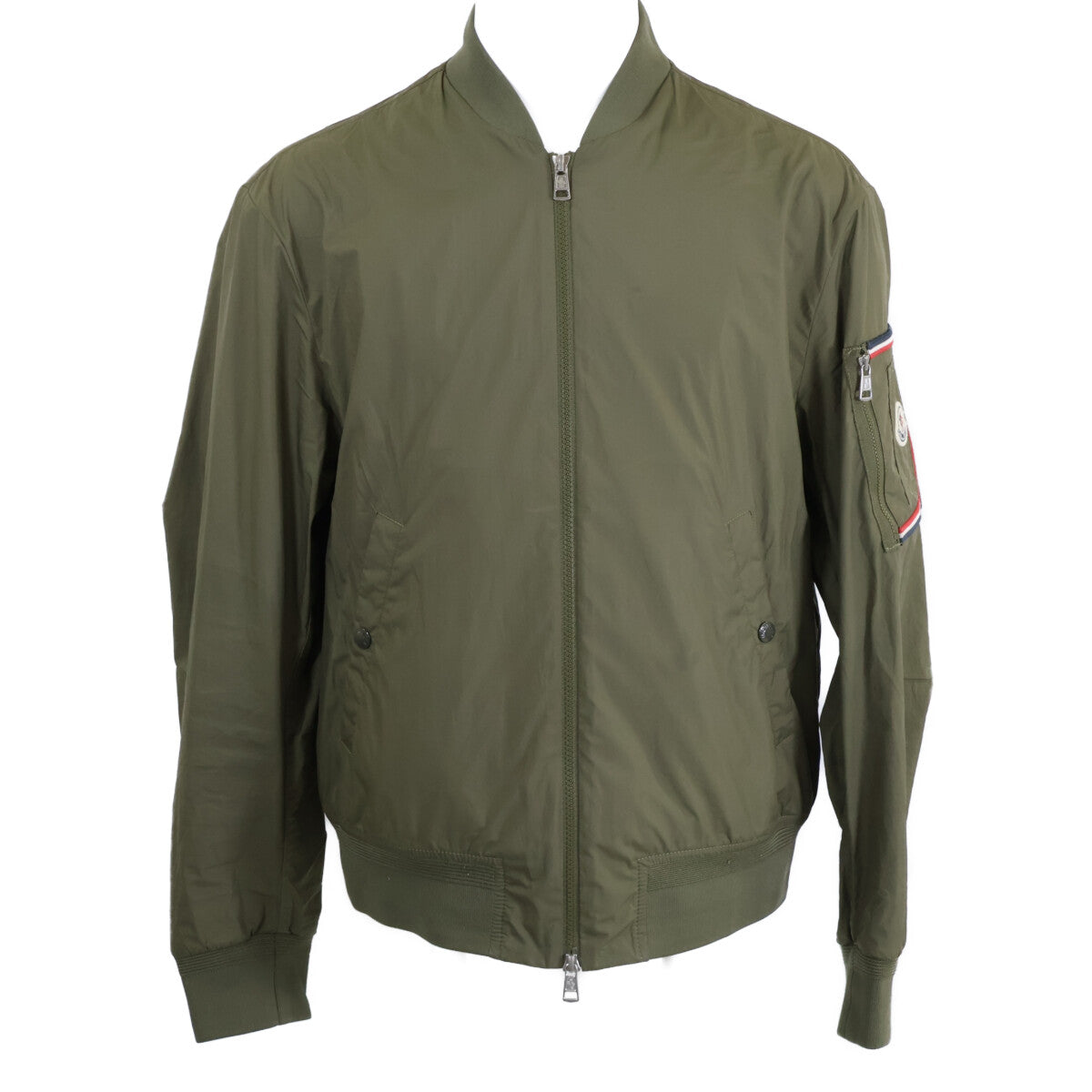 MONCLER BHARANI Khaki Nylon Bomber Jacket Size 2