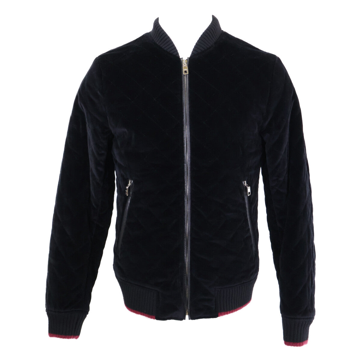 DOLCE&GABBANA Velour Quilted Blouson Jacket Black Size 44