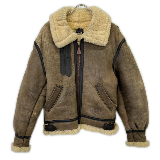 AVIREX B-3 Shearling Flight Jacket Brown Size 36