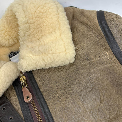 AVIREX B-3 Shearling Flight Jacket Brown Size 36