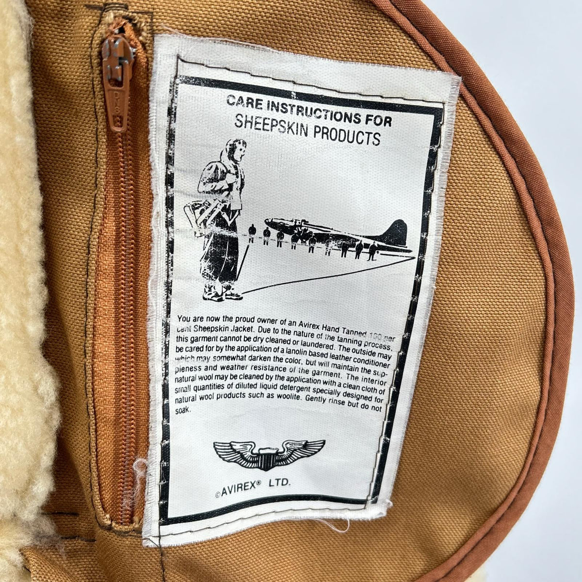 AVIREX B-3 Shearling Flight Jacket Brown Size 36