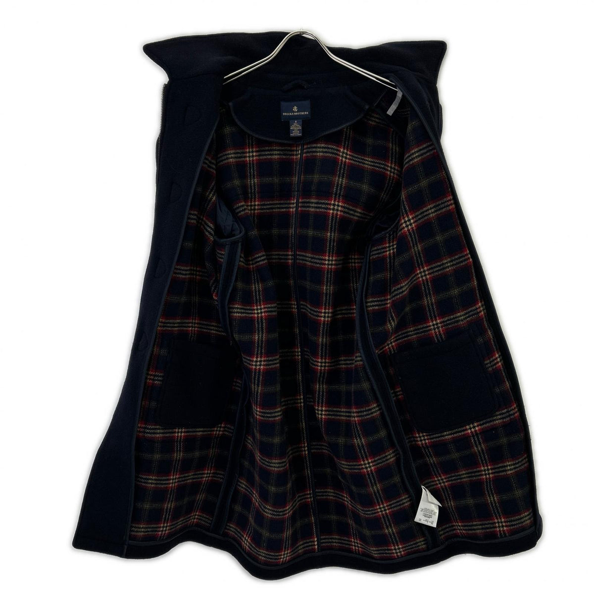 BrooksBrothers Wool Lined Check Duffle Coat Navy Size S