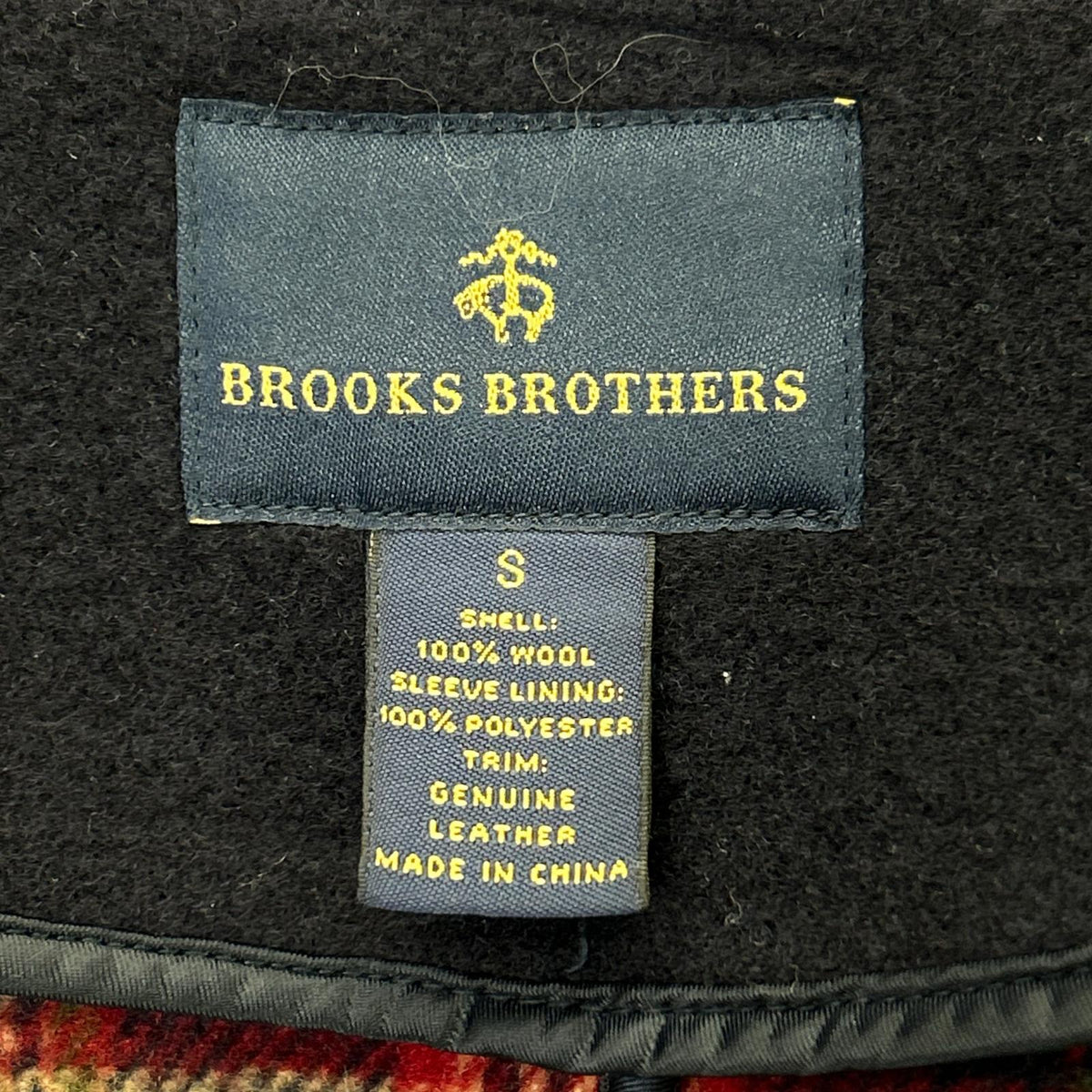 BrooksBrothers Wool Lined Check Duffle Coat Navy Size S