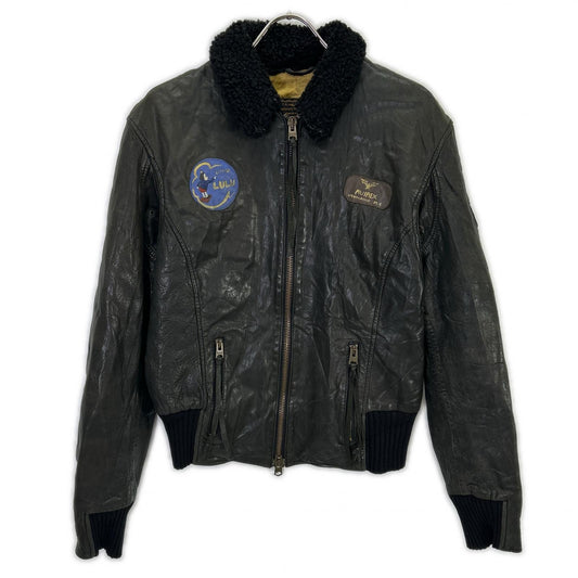 AVIREX M-H22A G1 Replica Leather Flight Jacket Black Size 46