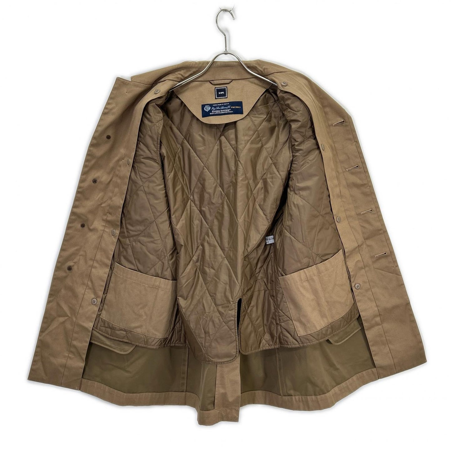 SHIPS Loro Piana Padded Lined Stand Collar Coat Beige Size M