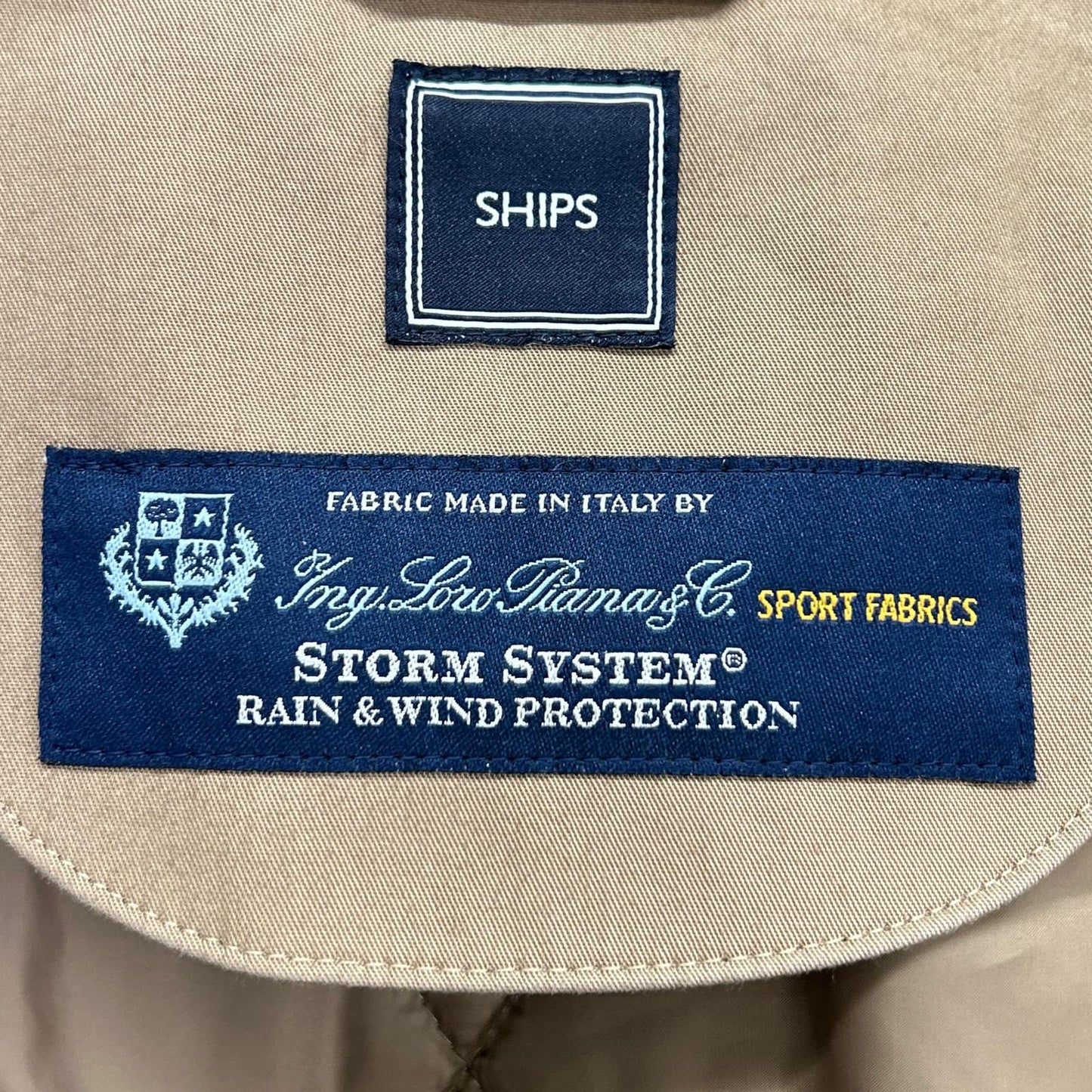 SHIPS Loro Piana Padded Lined Stand Collar Coat Beige Size M