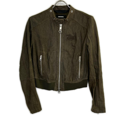 DIESEL Brown Lamb Leather Rider Jacket Size S