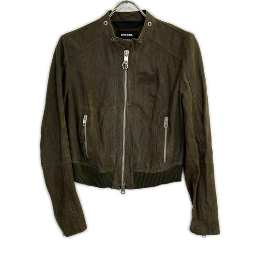 DIESEL Brown Lamb Leather Rider Jacket Size S