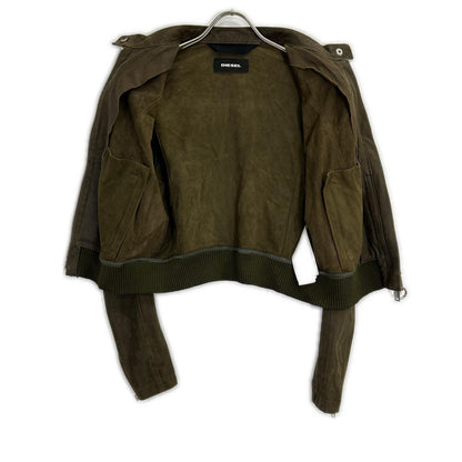 DIESEL Brown Lamb Leather Rider Jacket Size S