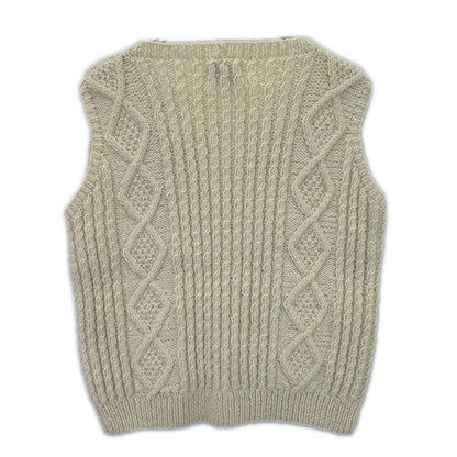 Inverallan Ivory Wool Cable Knit Vest