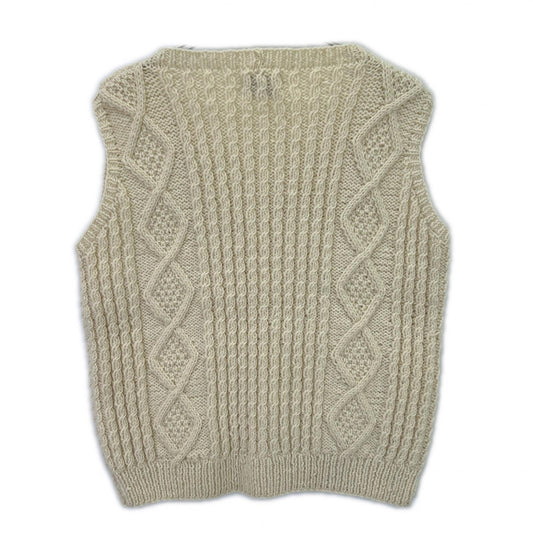 Inverallan Ivory Wool Cable Knit Vest