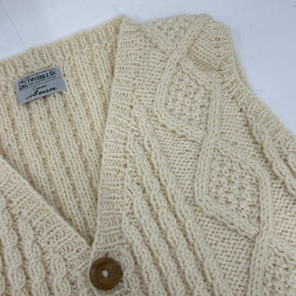 Inverallan Ivory Wool Cable Knit Vest