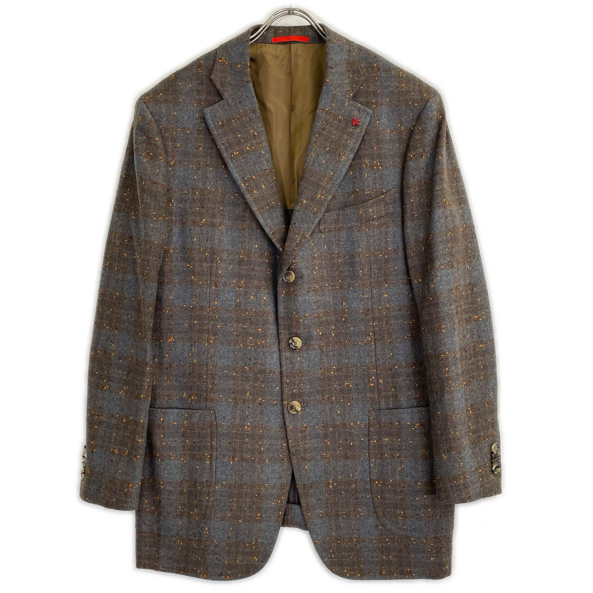 ISAIA CORTINA Wool 3B Dot Check Jacket Gray Size 54