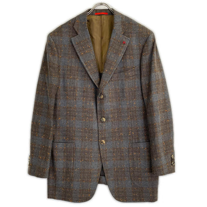 ISAIA CORTINA Wool 3B Dot Check Jacket Gray Size 54