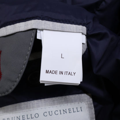 BRUNELLO CUCINELLI Knit Trim Hooded Down Jacket Gray Size L