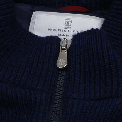 BRUNELLO CUCINELLI Knit Trim Hooded Down Jacket Gray Size L