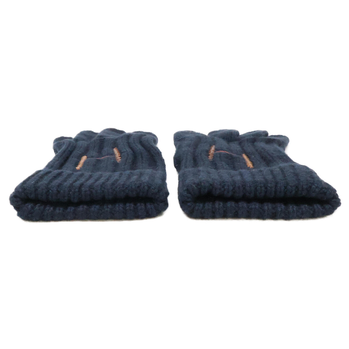 HERMES H Torsade Cashmere Silk Gloves Navy Size M