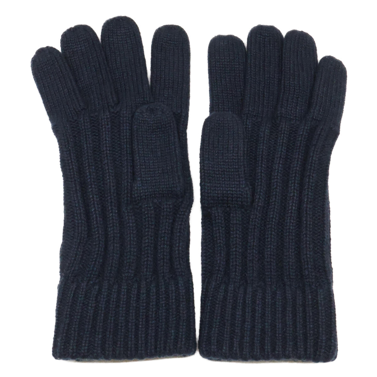 HERMES H Torsade Cashmere Silk Gloves Navy Size M