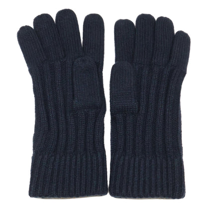 HERMES H Torsade Cashmere Silk Gloves Navy Size M