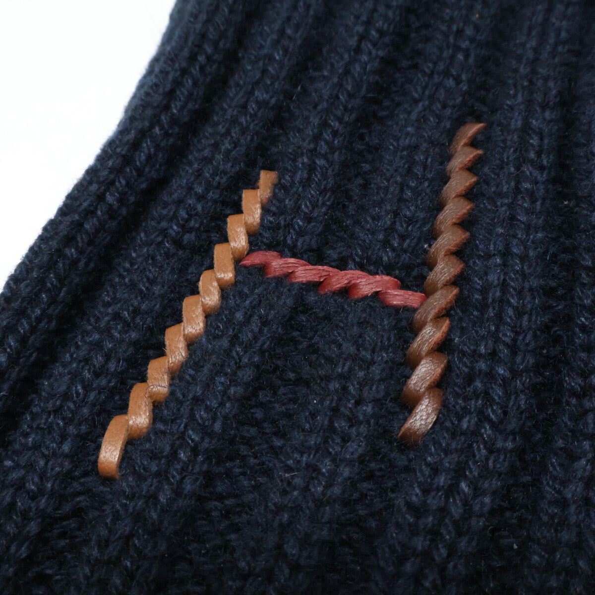 HERMES H Torsade Cashmere Silk Gloves Navy Size M