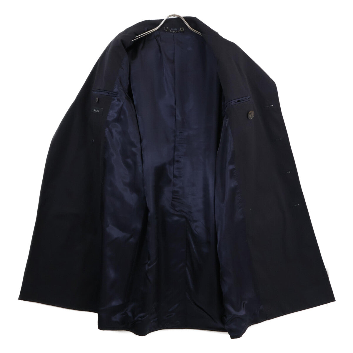 GUCCI Polyester Trench Coat Navy Size 46R