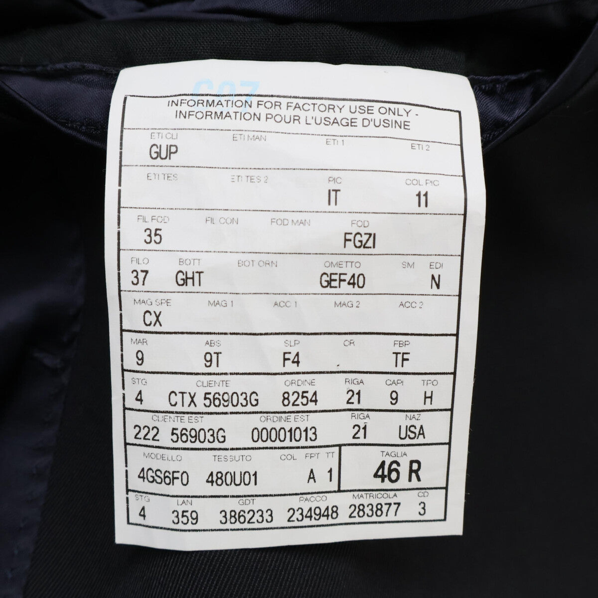 GUCCI Polyester Trench Coat Navy Size 46R