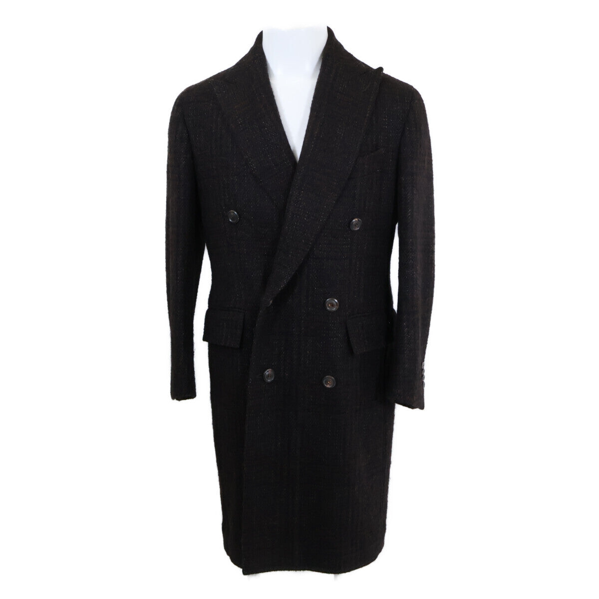 Stile Latino Alpaca Wool Tweed Dark Brown Coat Size 44