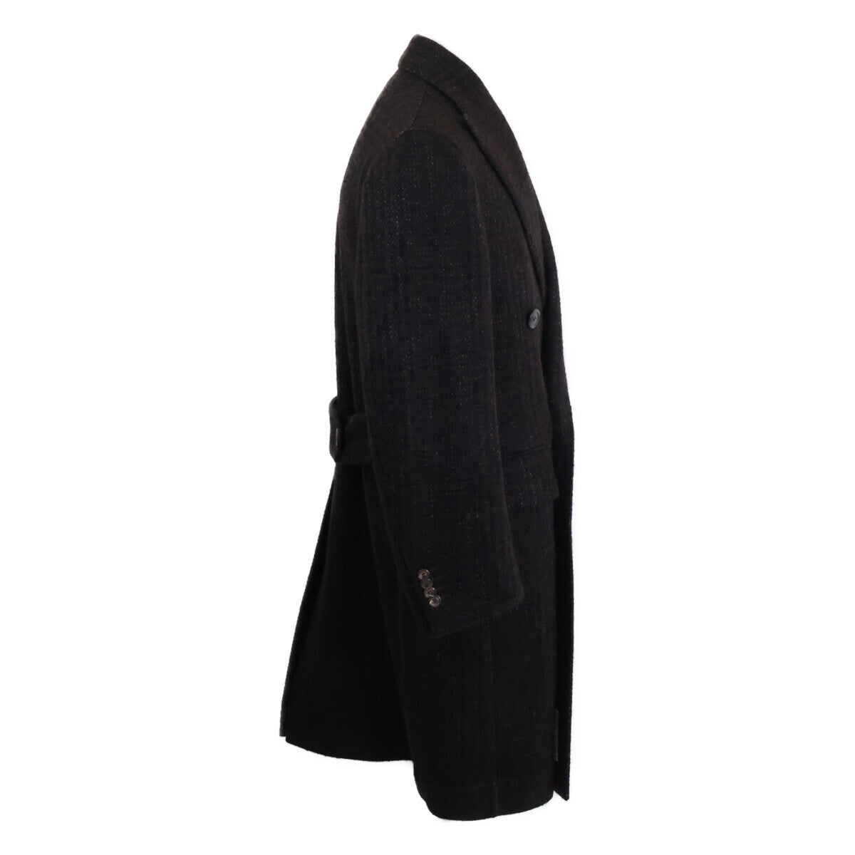 Stile Latino Alpaca Wool Tweed Dark Brown Coat Size 44