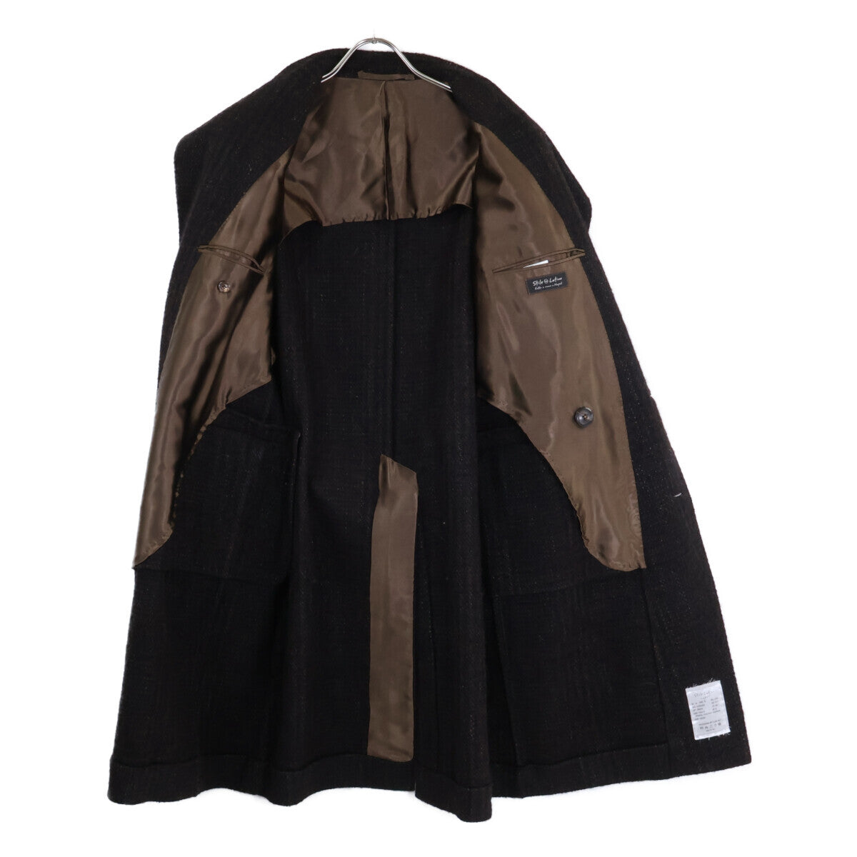 Stile Latino Alpaca Wool Tweed Dark Brown Coat Size 44