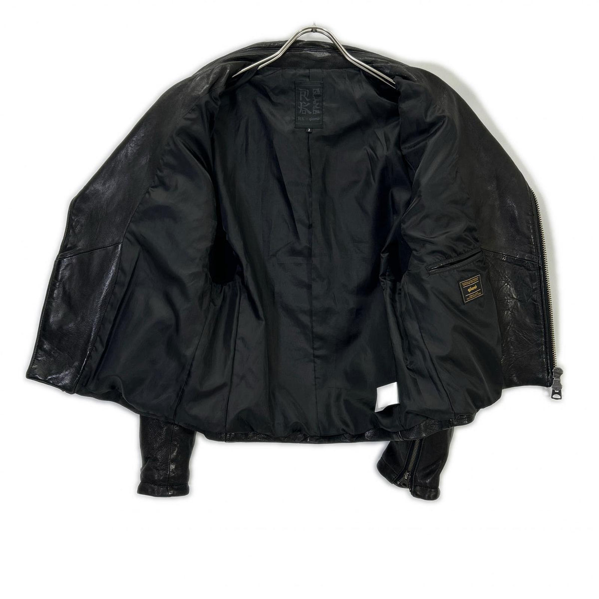 RK Black Lamb Leather Double Rider Jacket Size 2
