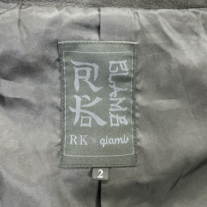 RK Black Lamb Leather Double Rider Jacket Size 2