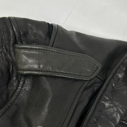 RK Black Lamb Leather Double Rider Jacket Size 2