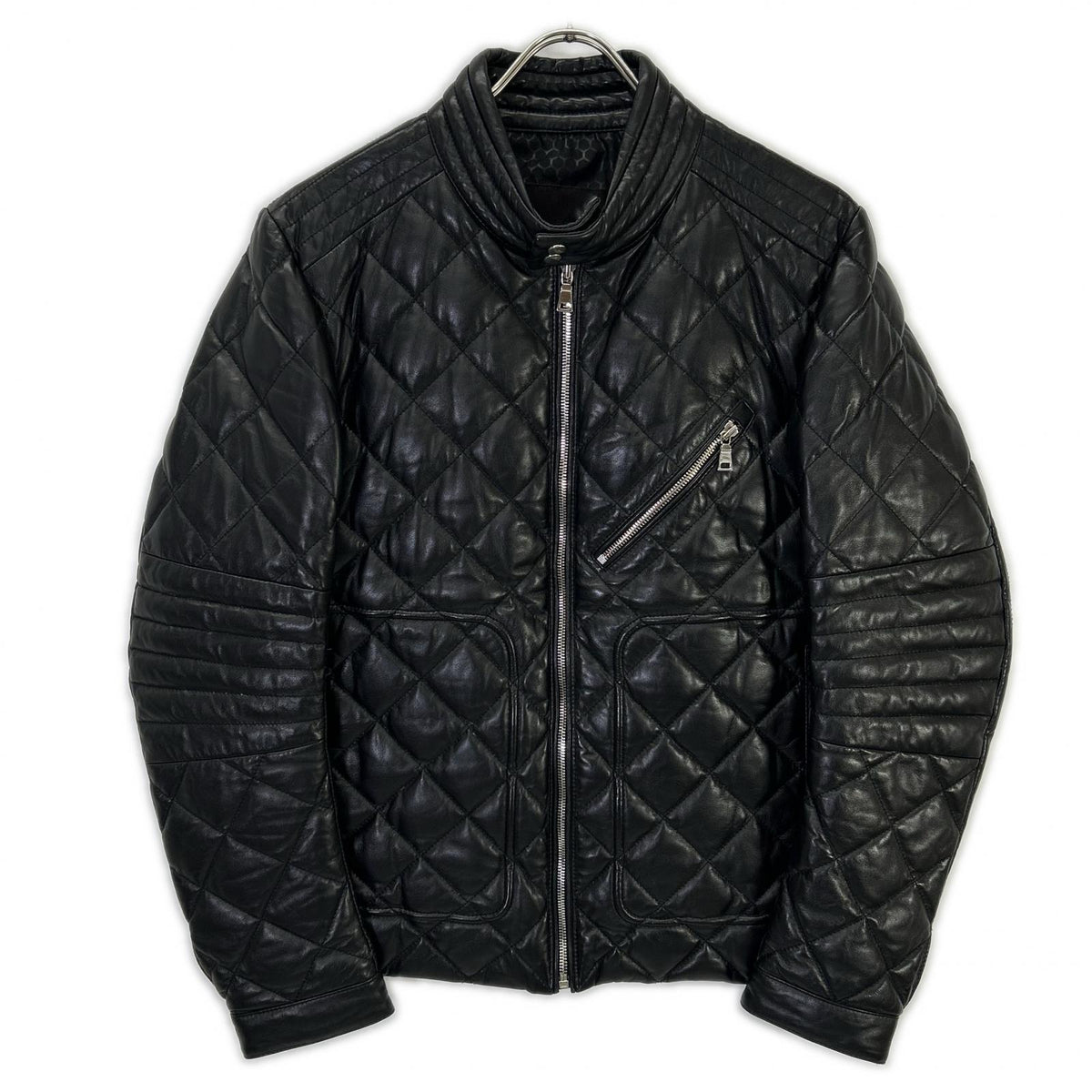 NORTH BEACH Black Lamb Leather Goose Quilted Jacket Size M
