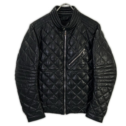 NORTH BEACH Black Lamb Leather Goose Quilted Jacket Size M