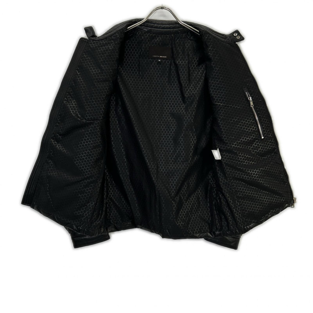 NORTH BEACH Black Lamb Leather Goose Quilted Jacket Size M