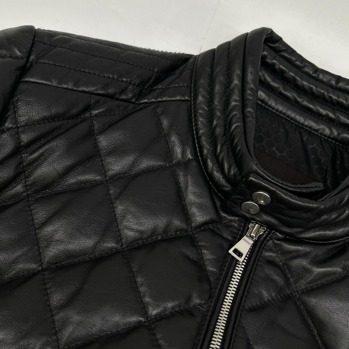 NORTH BEACH Black Lamb Leather Goose Quilted Jacket Size M