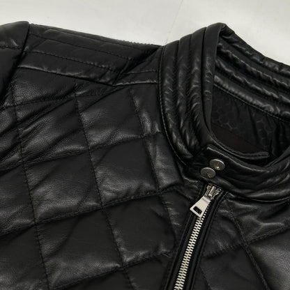 NORTH BEACH Black Lamb Leather Goose Quilted Jacket Size M