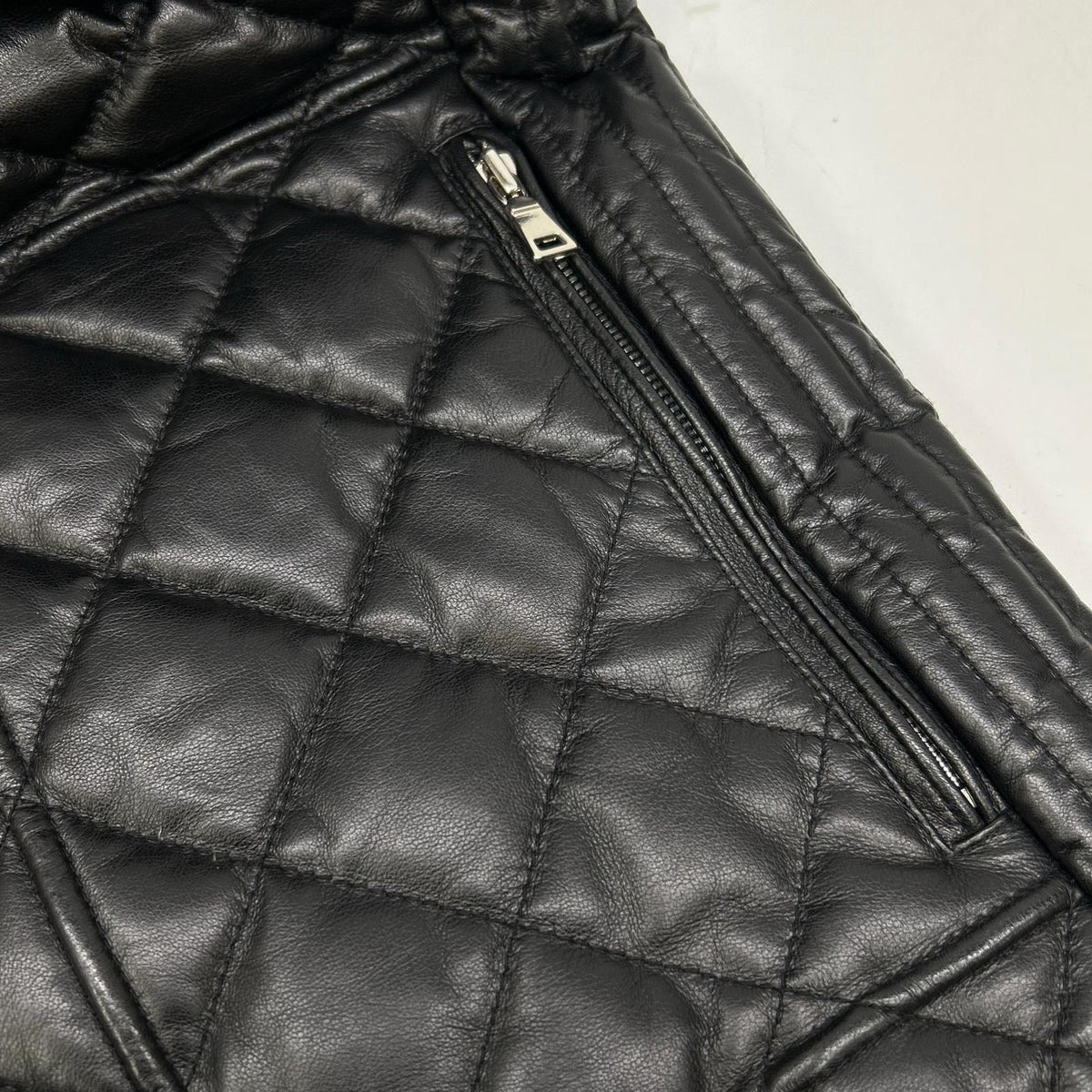 NORTH BEACH Black Lamb Leather Goose Quilted Jacket Size M