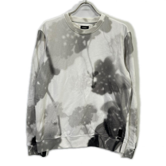 FENDI 20' Logo Shadow Print Cotton Sweatshirt White Size L