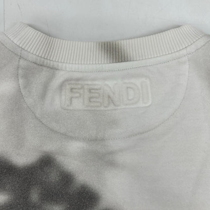 FENDI 20' Logo Shadow Print Cotton Sweatshirt White Size L