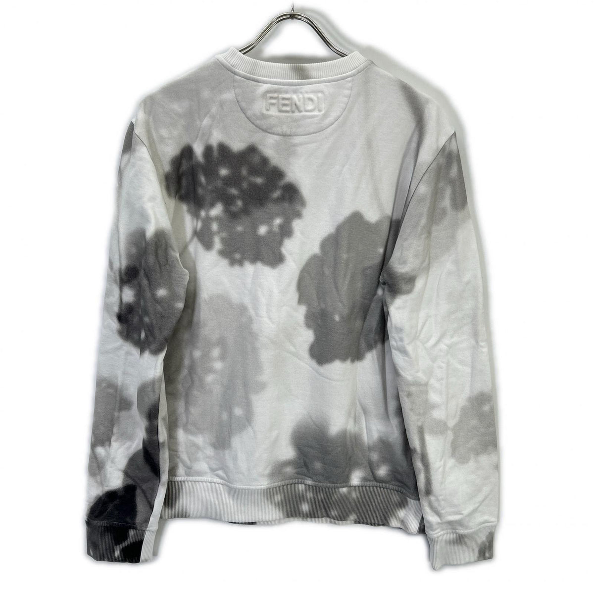 FENDI 20' Logo Shadow Print Cotton Sweatshirt White Size L