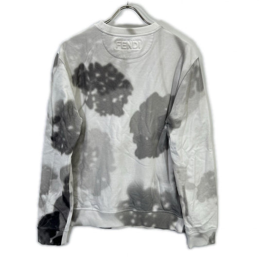 FENDI 20' Logo Shadow Print Cotton Sweatshirt White Size L